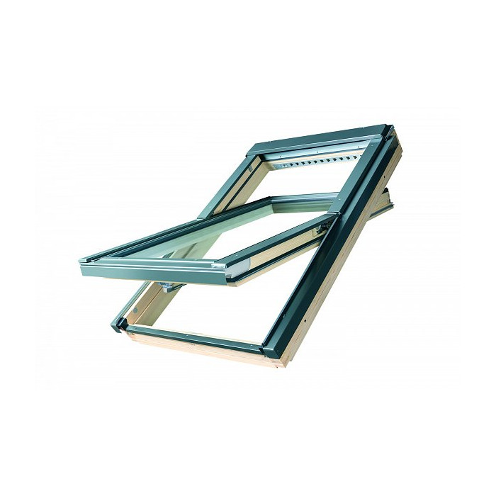 Мансардное окно (Сосна), FTP-V U5 (CH), 66x98, Двухкамерное, Среднеповоротное открывание, Fakro